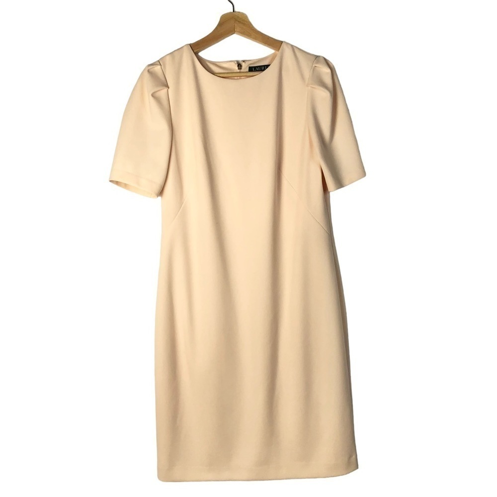 Lauren Ralph Lauren Blush Pink Short Sleeve Knee Length Sheath Dress 10